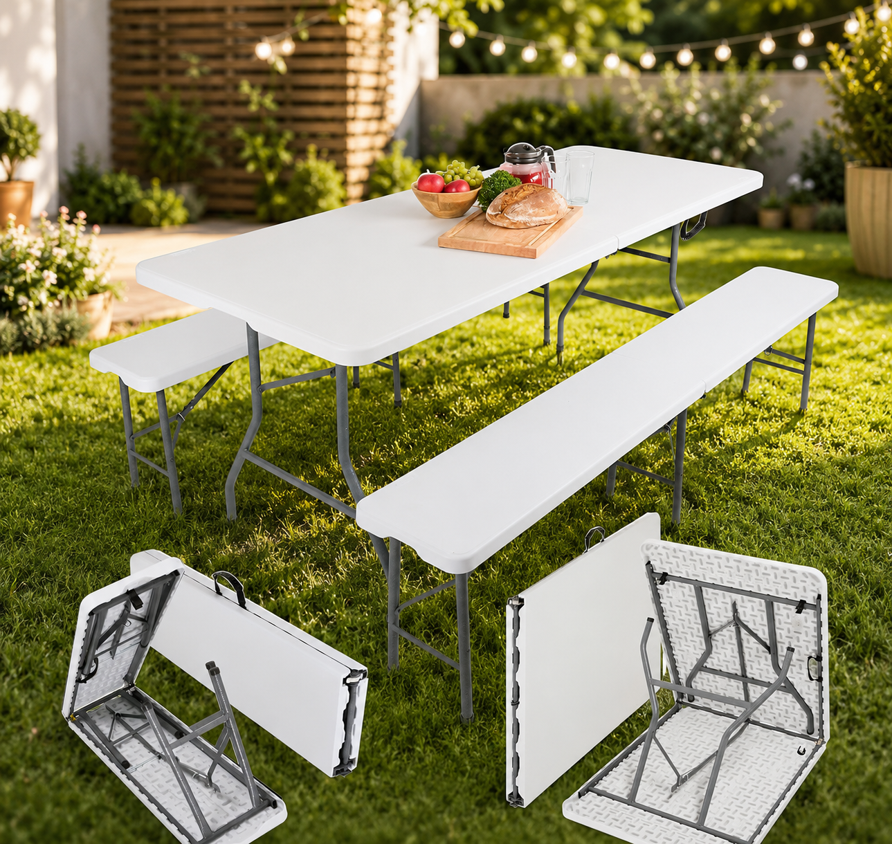 Tavolo Pieghevole Rettangolare 180x70x74cm