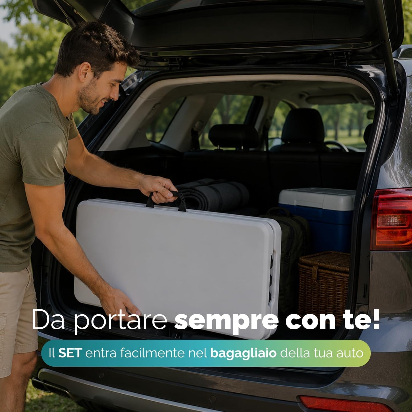 Tavolo Pieghevole Rettangolare 180x70x74cm